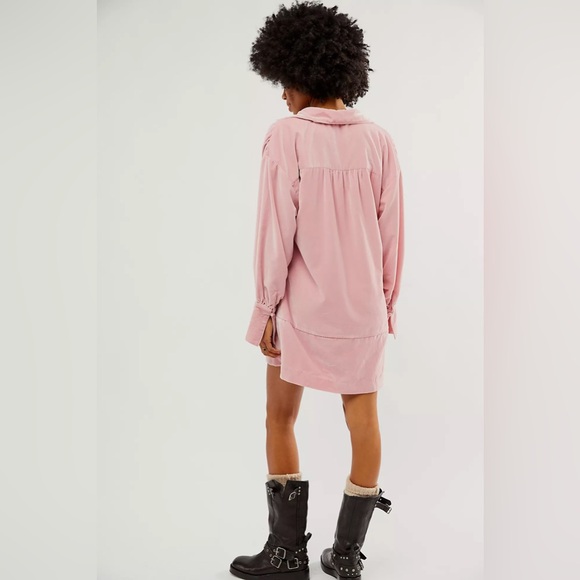 Free People Tessa Mini Dress Pink Nectar Velvet Size Small NWT - Picture 2 of 8